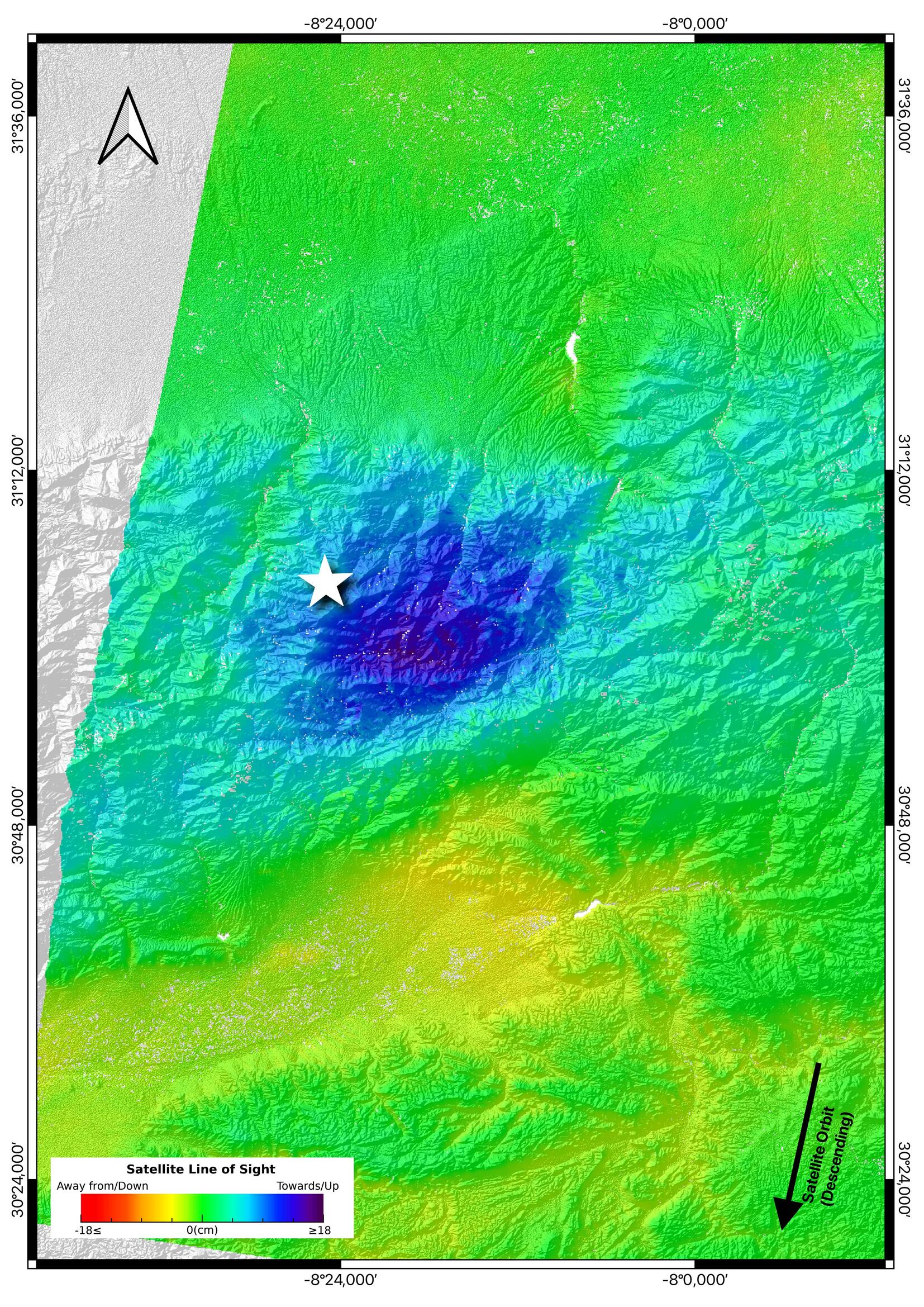 Morocco earthquake displacement map